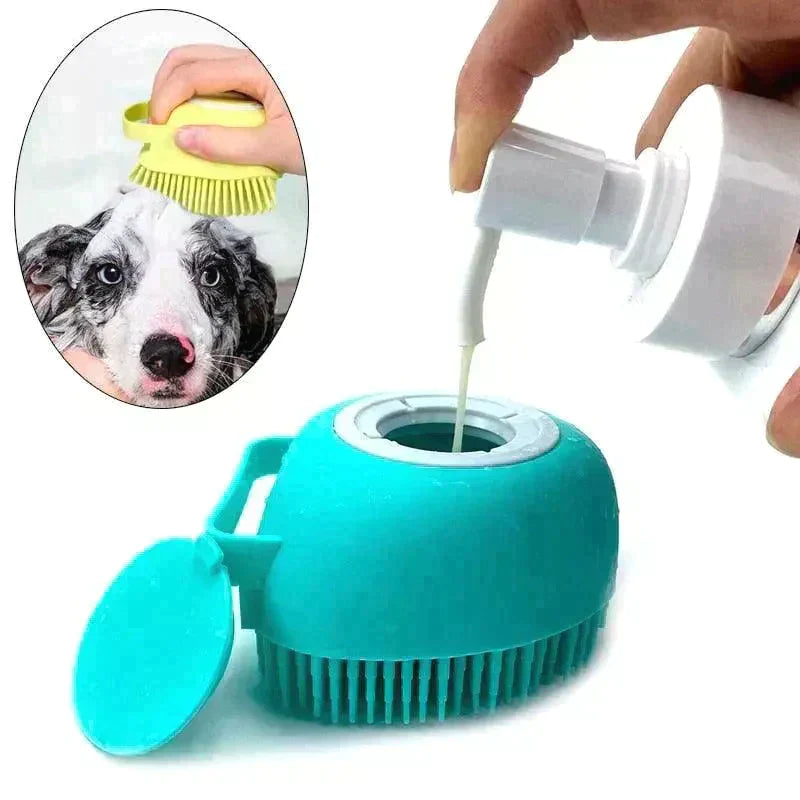 Escova Pet Premium 2 em 1 – Banho Rápido com Economia de Shampoo